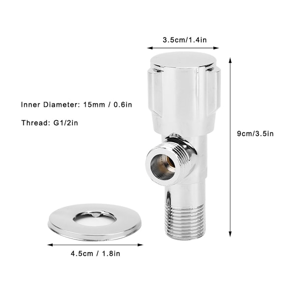 Kierteinen kulmaventtiili G1/2 tuumaa, vesihana, kylpyhuoneen ja keittiön lisävarusteet