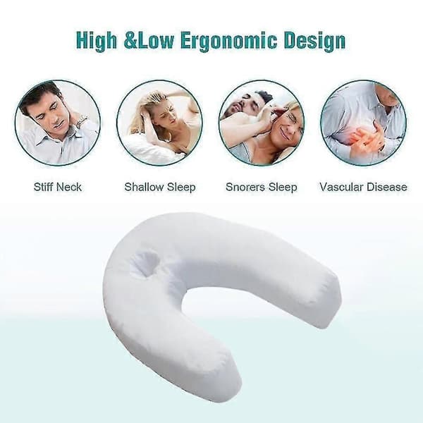 U-formet sidesovende Pro Air nakke- og rygpude hvid terapeutisk solid pude