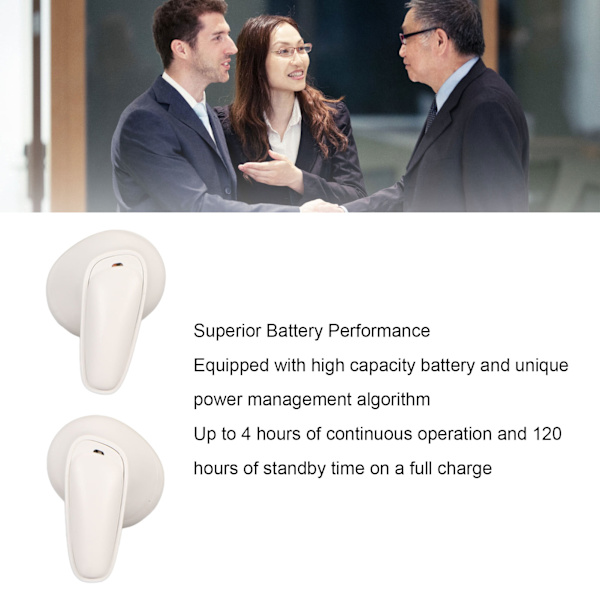 Bluetooth-oversætter-øretelefoner med støjreduktion - 74 sprog, 70 accenter - Trådløse oversætter-øretelefoner med digitalt display - Hvid