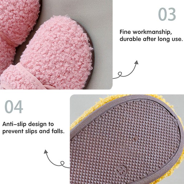 1 par Unisex Barn Toddler Tofflor Strumpor, Konstgjorda Ulltofflor med Halkfri Gummisula (Inre längd 13.5cm) pink 13.5cm