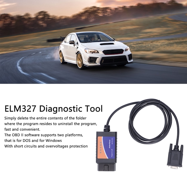 ELM327 COM-port DB9 hona 25K80 diagnostikverktyg LED-indikatorlampa för DOS för Windows med CD