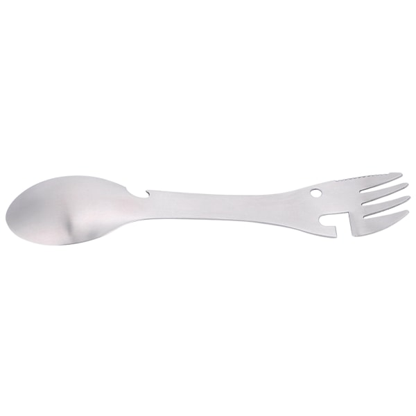 Bärbar Multifunktionell Utomhusspork, Premium Rostfritt Stål 5 i 1 Redskap med Sågtandad Skärare, Kompakt Design för Camping Picknick Vandring,