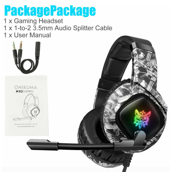Professionellt Gamingheadset med Mikrofon, Coola RGB-ljuseffekter & Bekväm Over-Ear Design för PS4, PS5, Xbox, PC, Laptop, Universell