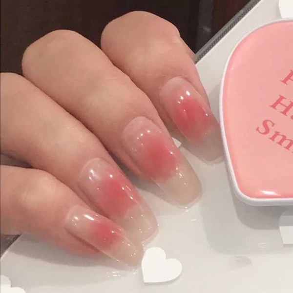 Franska kisttryck på naglar för kvinnor Glansigt omslag Falska naglar Ballerina nagelkonst DIY Akryl falska nagelspetsar Stick on naglar 24 st