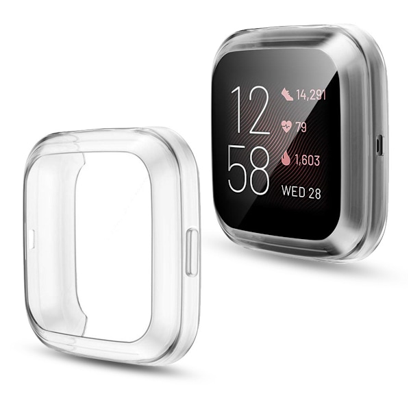 Repskyddande TPU-skal för Fitbit Sense 2, skärmskydd ger 360 graders full täckning, Versa 4-skydd med ultratunn slimmad design, enkel installation