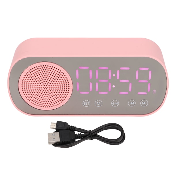 Vækkeur Bluetooth Højttaler HIFI LED Spejlskærm Micro USB Opladning FM Radio Digitalt Ur til Læsning Rejser