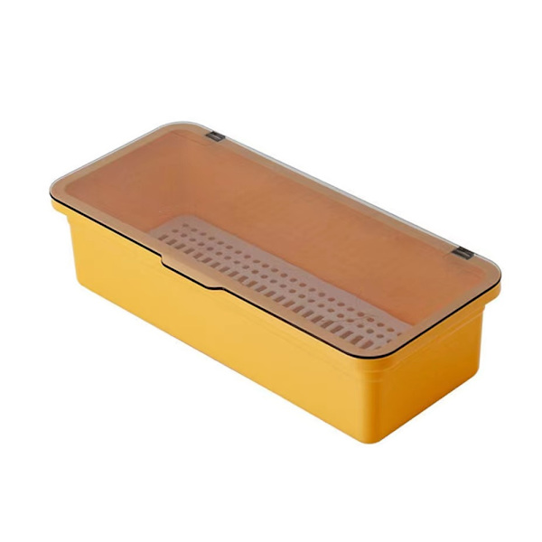 Make Up Organizer Box Dresser Container Case med låg til kosmetisk opbevaringsholder, 27*11.5*6.5cm