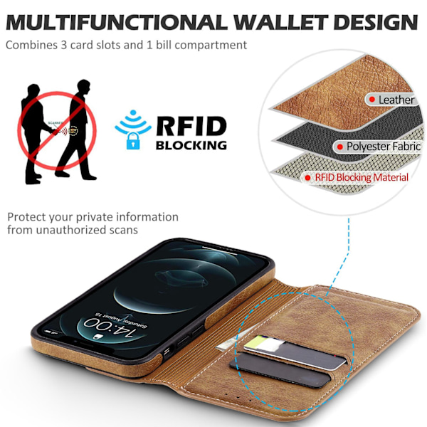 Retro Mobiltelefon Flip Case Mobiltelefon Hållare Plånbok Skyddande TPU-fodral för Iphone Brun för IPhone 13