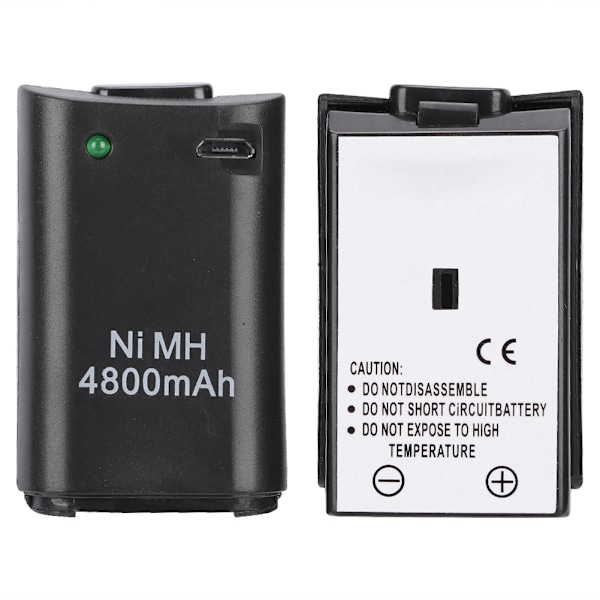 2-i-1 4800mAh Genladbar Spillkontroller Ni MH Batteri For Xbox 360 Kontrollerkonsoll