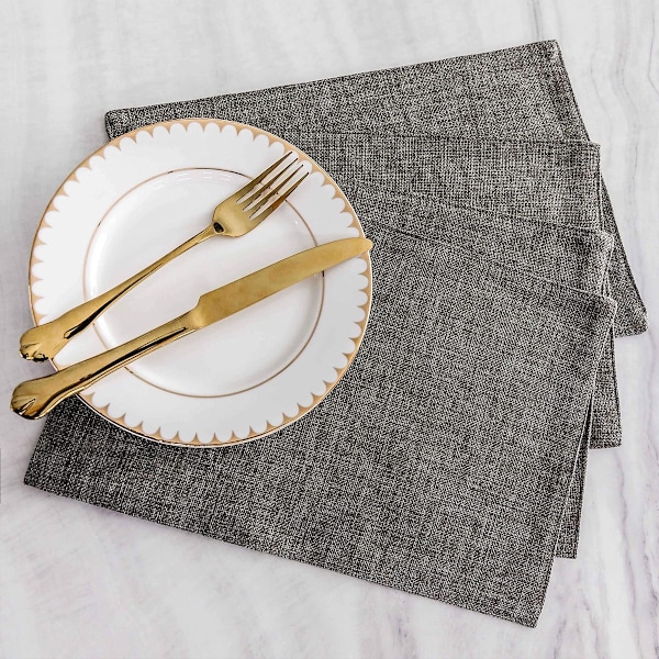 Dekorativa Bordstabletter Set, Färgbeständiga och Fläckavvisande Bordstabletter i Tyg med Värmebeständig Vävd Design, Enkel Förvaring för Alla Matbord (Guld, Set