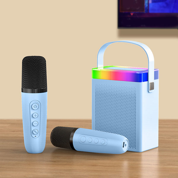 Karaoke-maskin med RGB-ljus, uppladdningsbar Bluetooth-högtalare med 1 trådlös mikrofon för hemmafest KTV