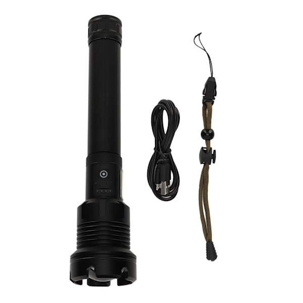 LED-ficklampa med COB USB-laddning Zoomable Teleskopisk ficklampa