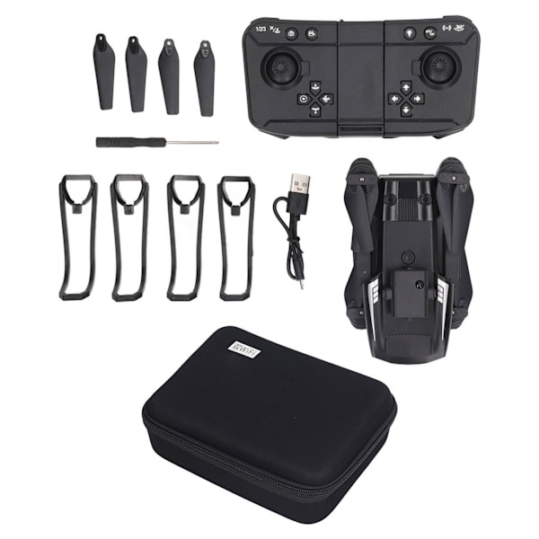 S162 RC Drönare Hinderrörelse Undvikande WIFI Drönare Fjärrkontroll Quadcopter med 4K HD Dubbel Kamera LED Grönt Ljusremsa
