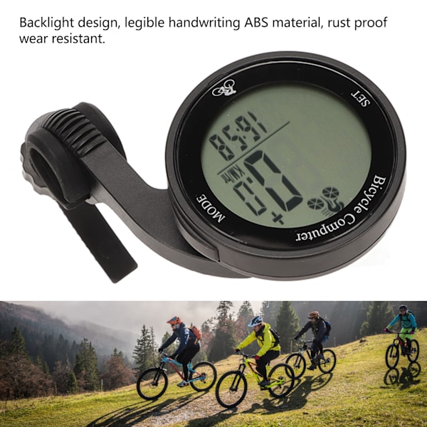 Cykelcomputer Speedometer Termometer Ur Stort Skærm Tydeligt Håndskrift Vandtæt Cykelcomputer med Baggrundslys Hvid Baggrund Sort