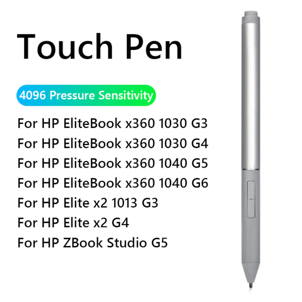 Stylus-kynä 4096 painetasoa, tyypin C liitäntä, hopea, aktiivinen kynä HP Elitebookille ja Zbook X360 1030 G2/G3 1040