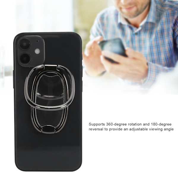 Mobiltelefon Finger Ring Stand Grip 360° Rotation Telefonholder til Magnetisk BilmonteringSort