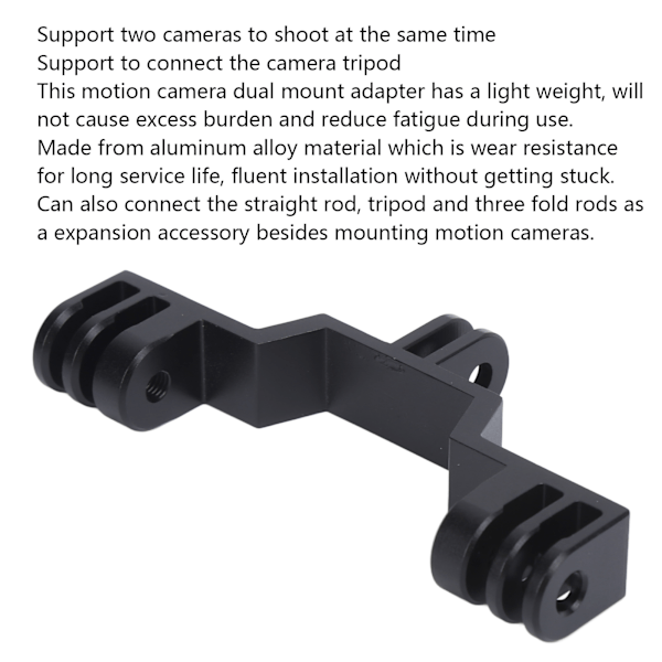 Dubbelhuvud rörelse kamerafäste adapter dubbelt stativ adapterfäste aluminiumlegering för GoPro