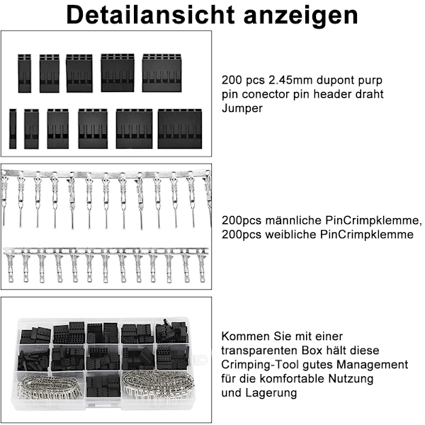 Ultimat Elektronikverktygssats: Kompatibel med Arduino, Hane- och Honkrimpstift Förbättrar Kopplingsdäckskontakter, Enkel Krympning Säkerställer Snabb Montering
