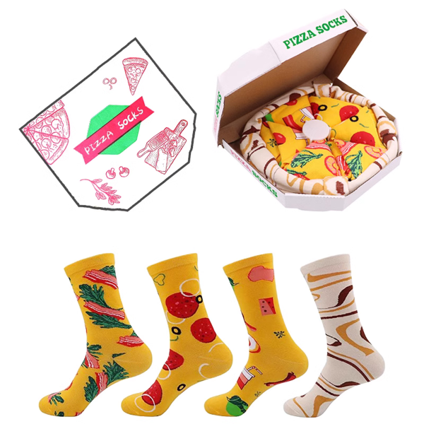 Pizza Mid Cotton Socks Men - Creative Fashion Couple Christmas