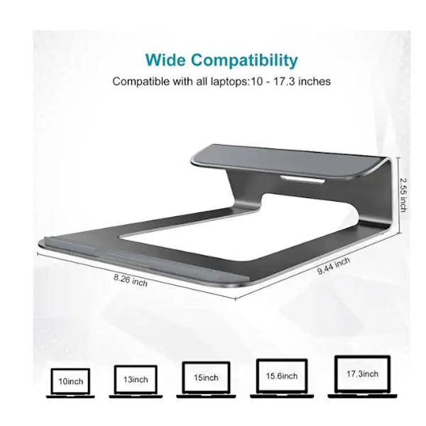 Bærbar computerstand til skrivebord, ergonomisk aluminiums bærbar computer tablet computerstand kompatibel med 10 til 17,3 tommer bærbare computere