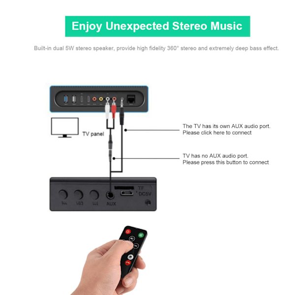 Langaton Bluetooth-kaiutin stereosubwooferilla, muistikortti- ja AUX-äänentoistolla kotiteatteriin