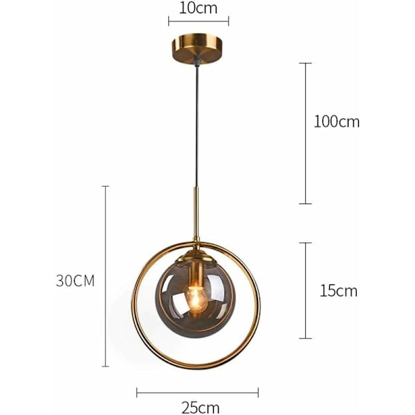 Rökgrå Lampskärm, Handblåst Glas Pendellampa Med Borstad Guld Finish För Sofistikerad Inredning