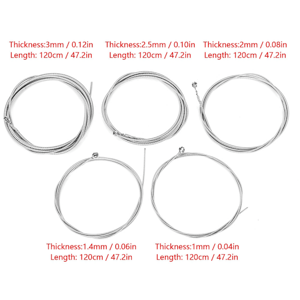 1mm 1.4mm 2mm 2.5mm 3mm Kestävä 5-kielinen sähköbasson kielet Instrumentti lisävaruste