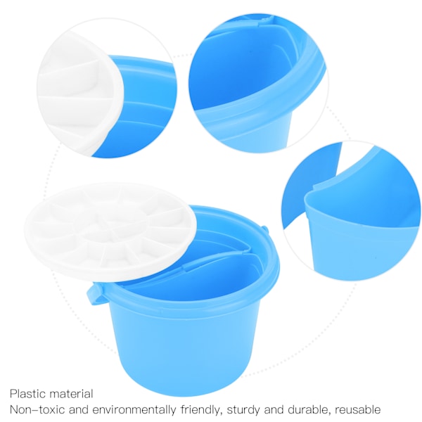 Multifunktion Maling Pensel Tub Plast 2 Rum Skovl med Paletter til Farveblanding (YJ004 Blå)