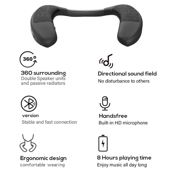 Langaton Bluetooth-kaulanauhasuihku Kannettava puettava Surround-kaulapuhelin Langaton kaiutin