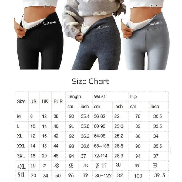Afslappede varme vinterbukser, bløde skyfleece-leggings, vinterleggings kompatible med kvinder