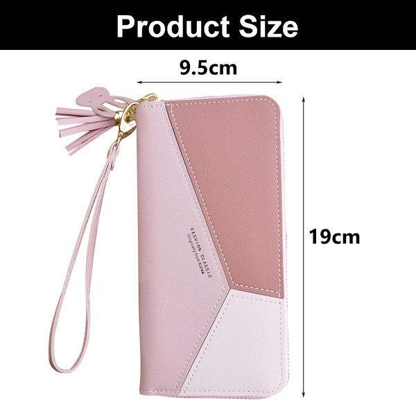 Plånbok Dam Stor Kapacitet Läder Designer Dragkedja, 19cm*9.5cm*2.5cm