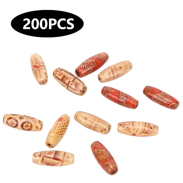 200 kpl DIY puuhelmet soikean muotoinen maalattu puuhelmipakkaus korujen valmistustarvikkeet 23x8mm