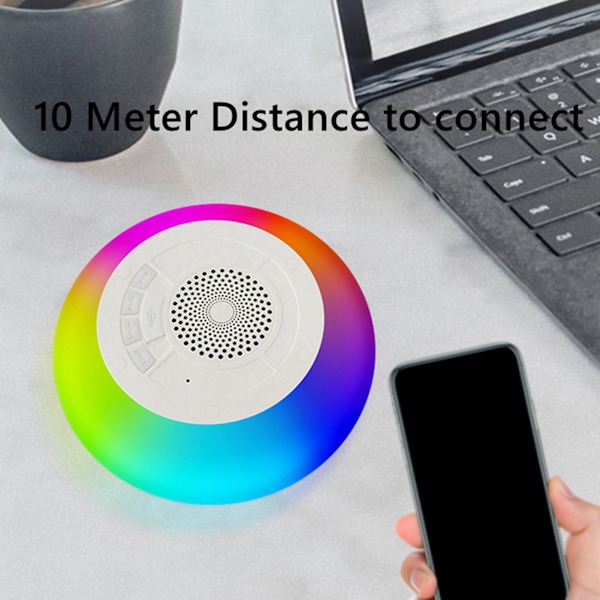Bärbar poolhögtalare inbyggd mikrofon stereo IPX7 vattentät flytande Bluetooth badtunna högtalare med RGB färgglada lampor