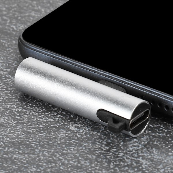 2 kpl 2-in-1 TypeC - 3,5 mm:n ääniaukon kaapelilaturi, kuulokemikrofonin jakosovitin (hopea)