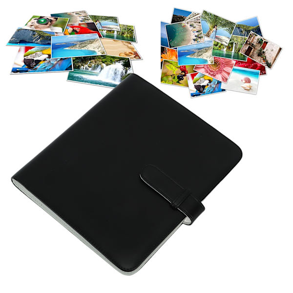 3 tommer 256 lommer fotoalbum PU læder fotoalbum billed etui opbevaringssamling bog til kamera sort