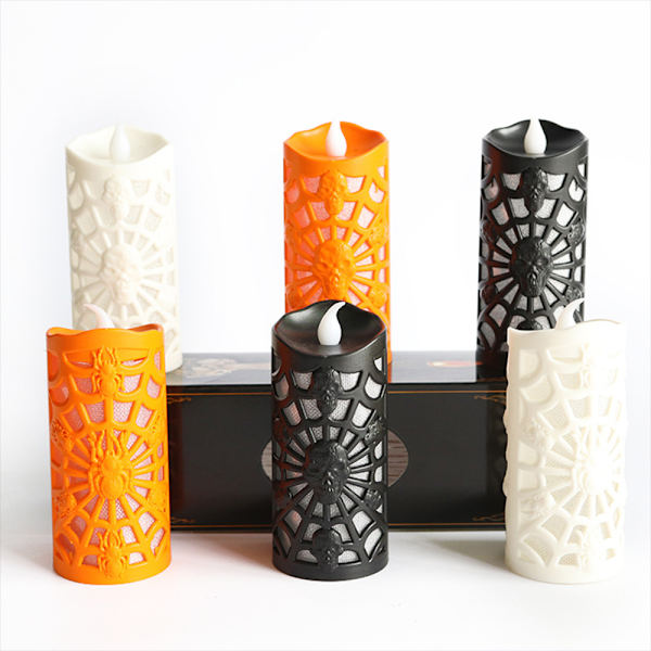 12 stk./4 stk. Kranie Edderkop Web Lampe Stearinlys Dekoration LED H