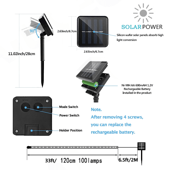 Solcellslampa rörelsesensor med flera COB-lysdioder, 3 lägen,