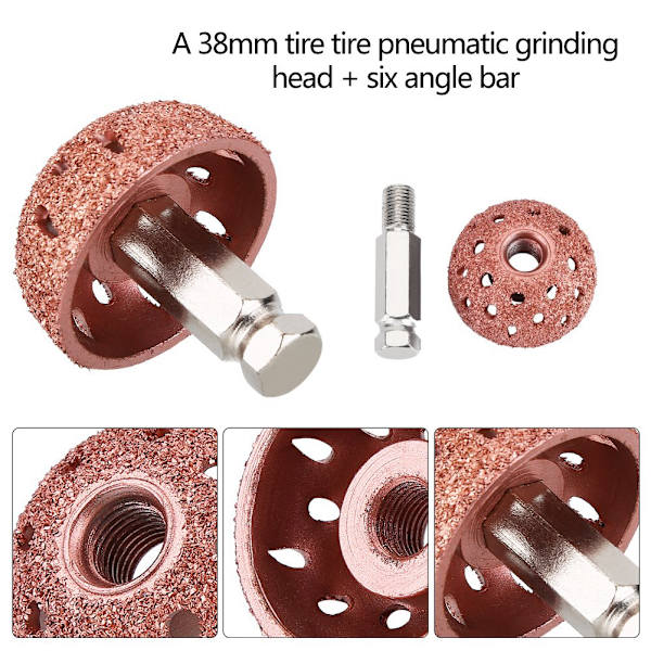 38mm Slibning af Dæk Reparation Hoved Grov Grit Polering Hjul med Forbindelsesstang