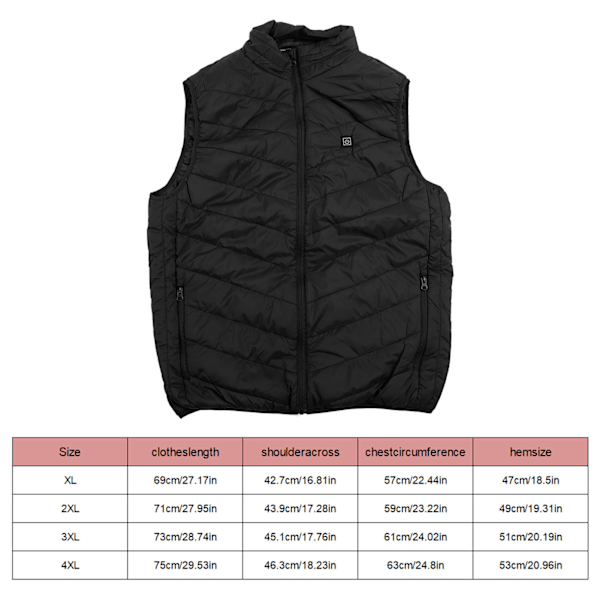 USB Elektrisk Oppvarmet Vest DC 5V Nylon og Polyester Rask Oppvarming Lett Vaskbar Elektrisk Vest for Menn Kvinner