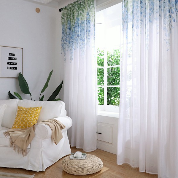 Polyester fönstergardin Valances Voile sovrum vardagsrum inredning (blå)