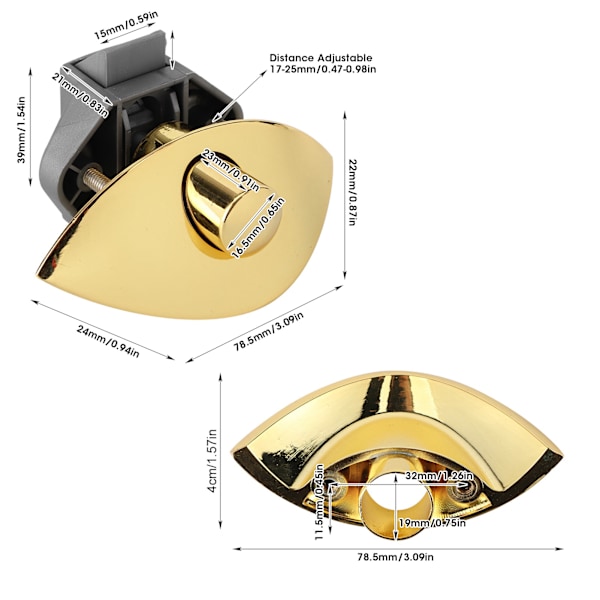 Låsknapp för låda, skåpdörr, trycklås för marin båt RV 12‑25 mm träskipsdörr Guld