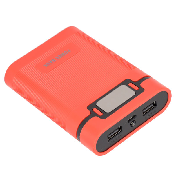 DIY Mobiili 18650 Akun Laturi Power Bank 4 Akun Kapasiteetti Laatikko Mikro Tulo 2 Tapa Lataus LCD NäytölläPunainen