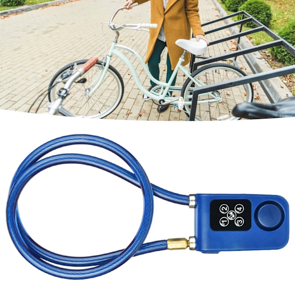 Y787 Smart Alarm Lock AntiTheft Chain Lock för Cykel Grind Blå