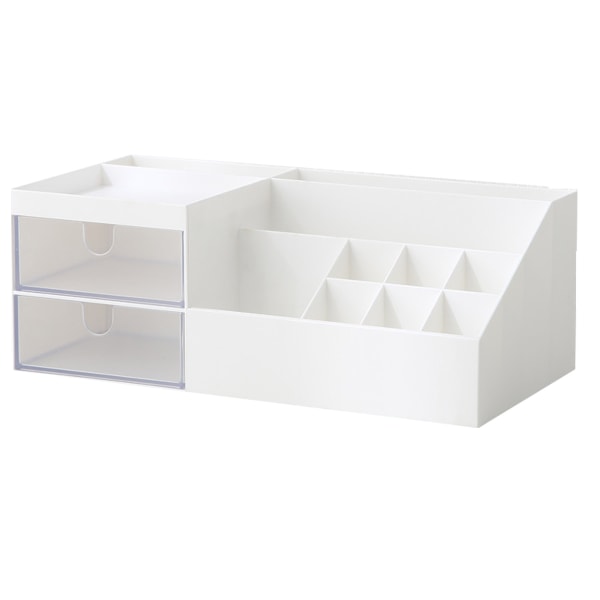 Makeup-arrangör för fåfänga med 2 förvaringslådor, sovrumsbordsorganisation, genomskinlig lådarrangör för kosmetika