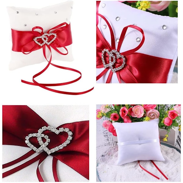 Tidlös Bröllopsringskudde, Elegant Dekoration med Hjärtformade Diamanter för Minnesvärda Ceremonier (15x15cm)