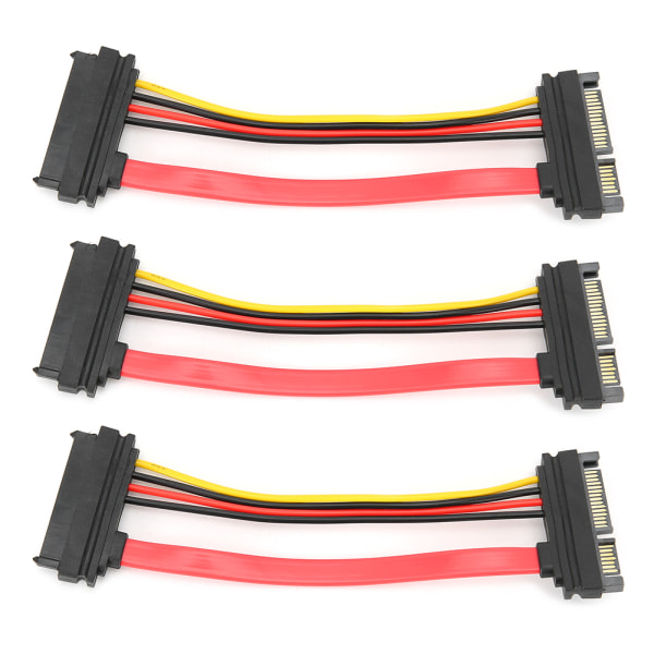 3PCS SATA 29P hunn til SATA 22P hann plast harddisk datakabel for hjem og mobil bruk