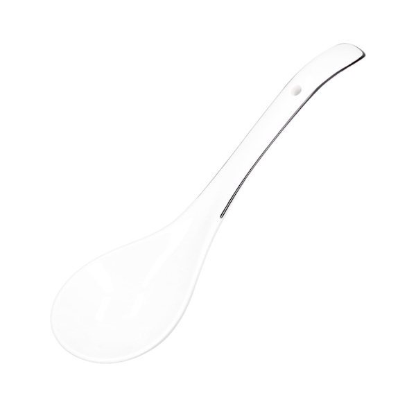 Stor porcelænsspoon Hvid Multifunktionel Langskaftet Keramisk Grødske til hjemmerestaurant