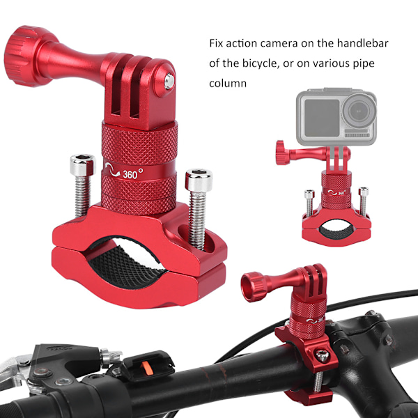 För GoPro Action Camera Aluminiumlegering Cykelfäste Fast Stöd 360 Graders Cykelklämma