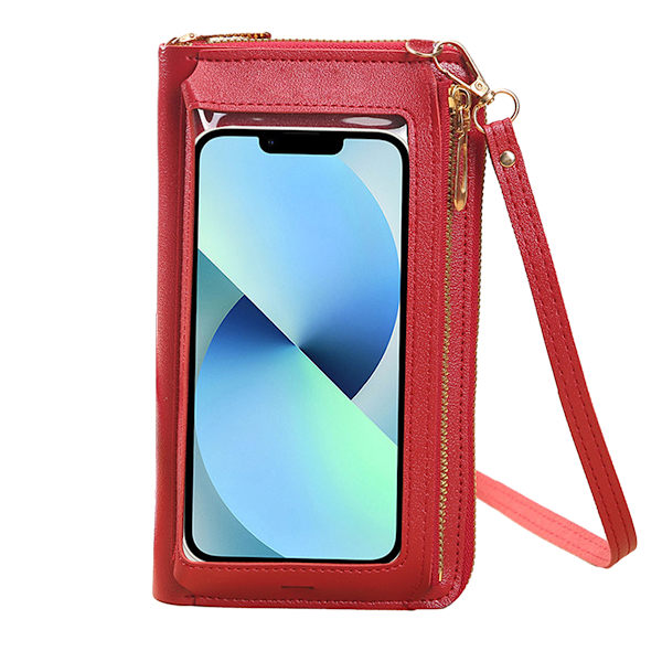 Crossbody mobiltelefonväskor för kvinnor, touch screen-väska, mobiltelefon läder plånbok handväska, axelväska