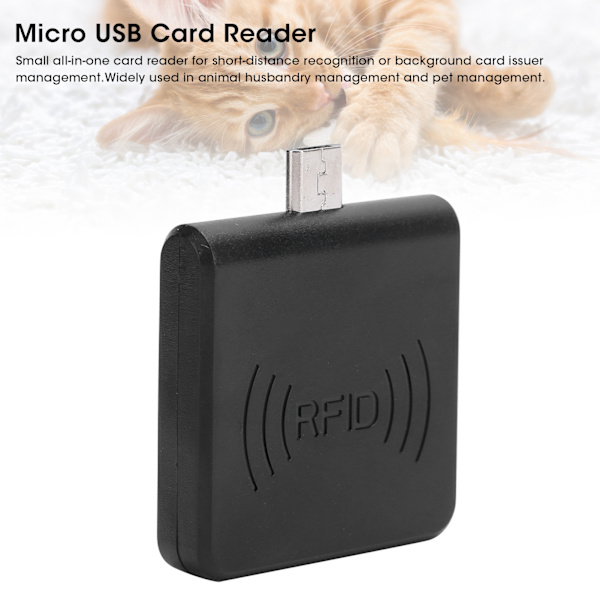 W86 Micro USB Mobiltelefon Kortläsare Bärbar för RFID Mobil ID-läsare för AndroidSvart